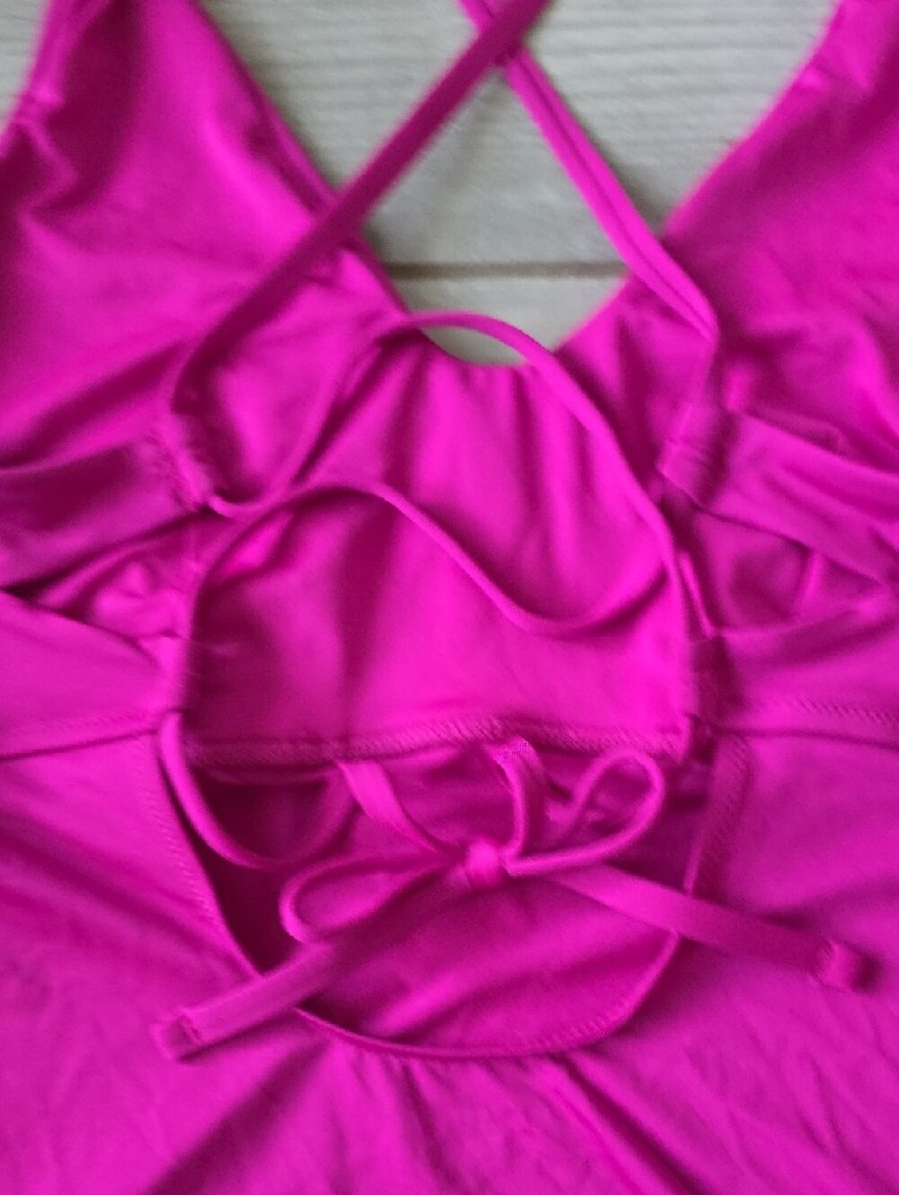 Athleta Magenta Cross-Back Tankini Swim Top - Picture 3 of 6